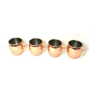 Set of 4 Pure Copper Handcrafted Moscow Mule Mug Cup with Brass Handle